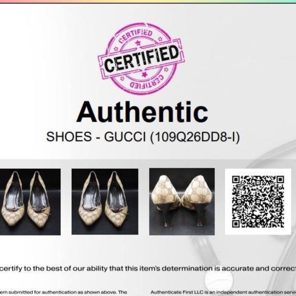 Gucci Women's 156968 Beige Monogram Pointed Toe Slip-On Pump Heels Size 7B W/COA - Picture 6 of 9